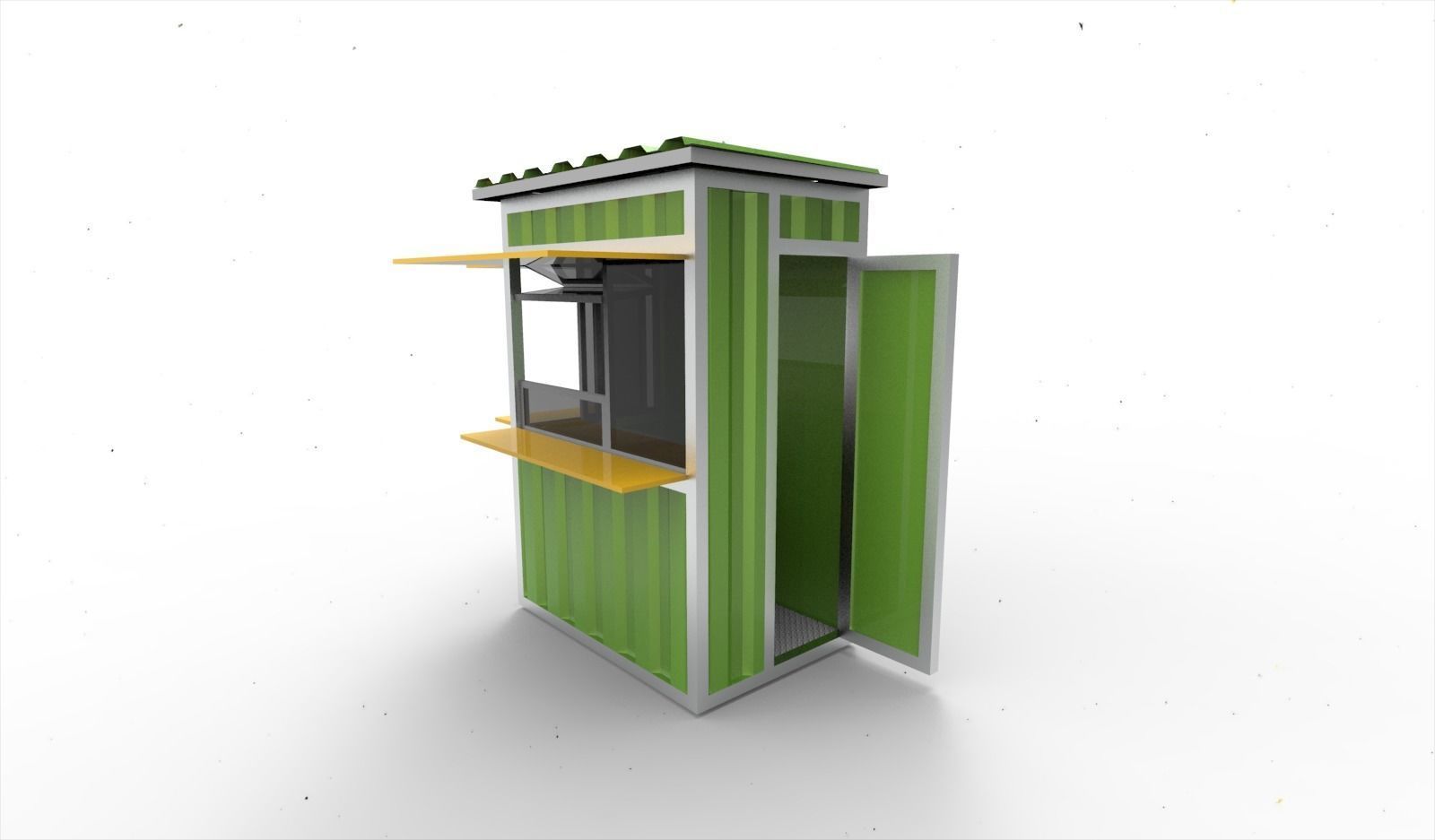 Container booth cafe 3D model_7