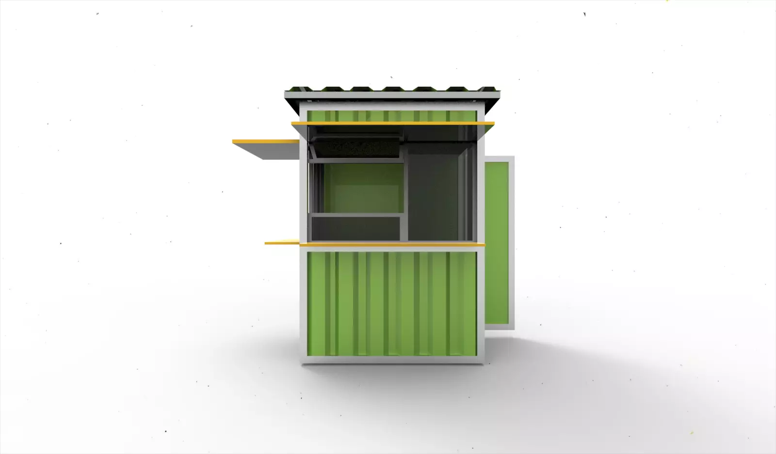 Container booth cafe 3D model_0