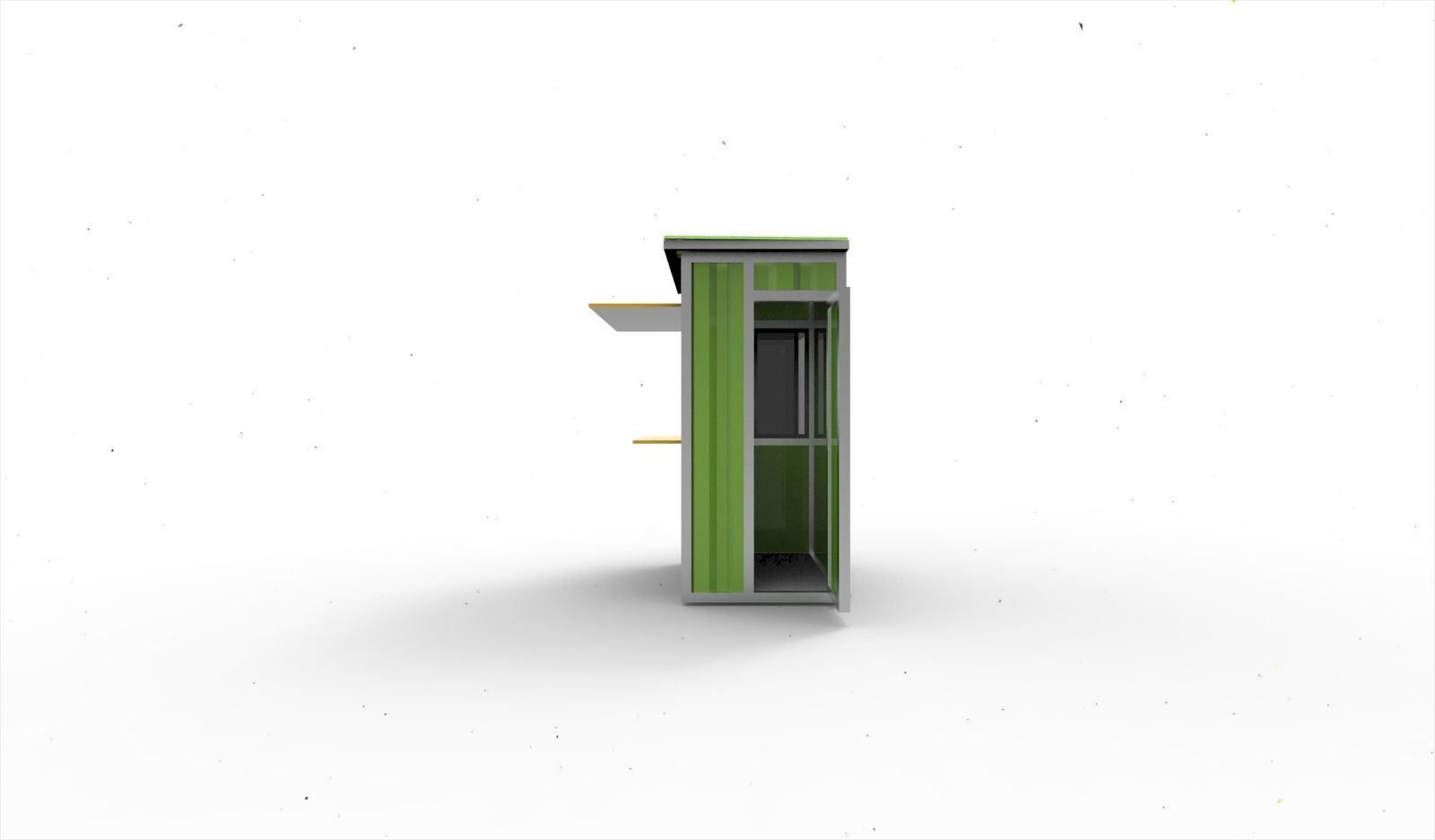 Container booth cafe 3D model_3