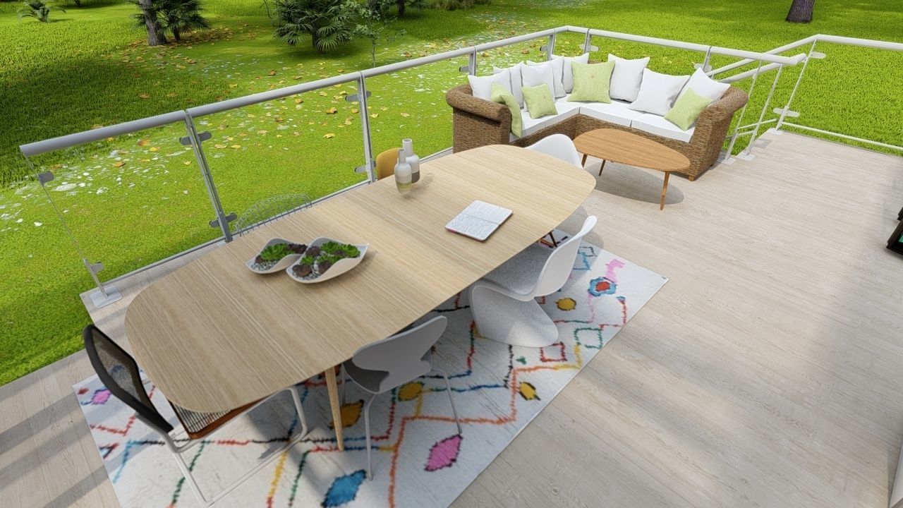 ONE STOREY RESIDENTIAL TWO BEDROOM VIEW DECK - INTERIOR LAYOUT 3D model_6