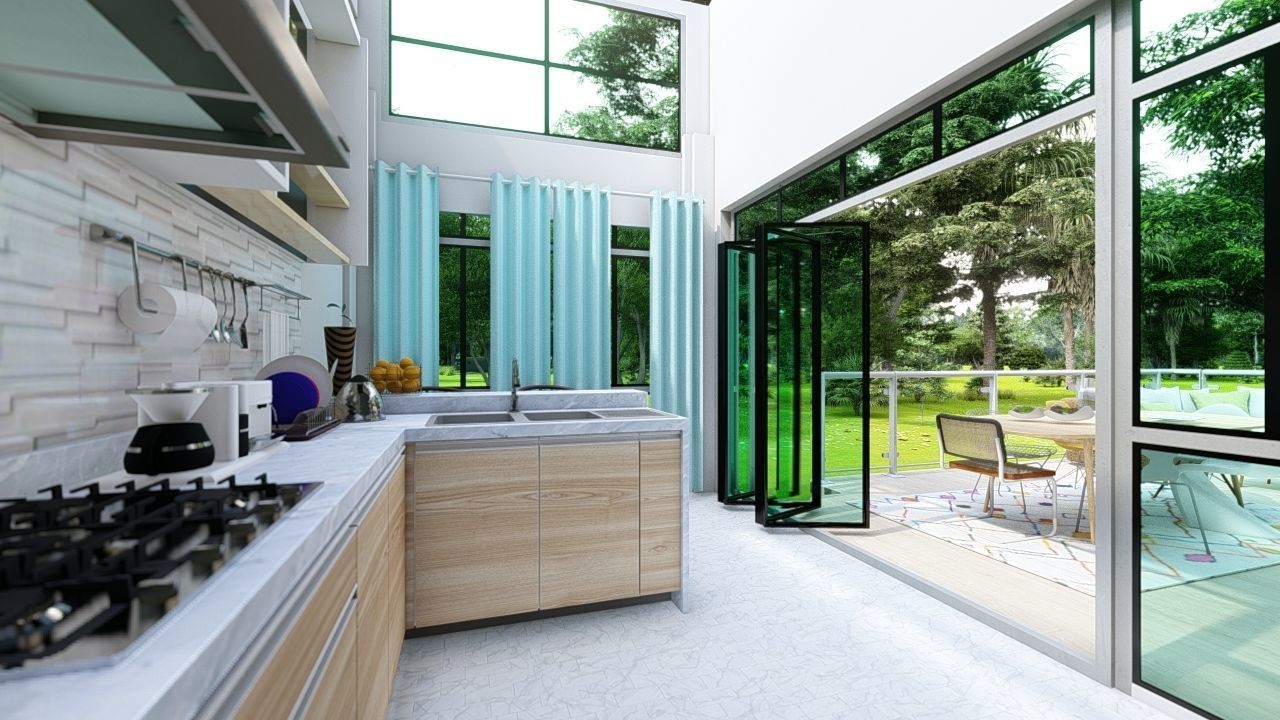 ONE STOREY RESIDENTIAL TWO BEDROOM VIEW DECK - INTERIOR LAYOUT 3D model_8