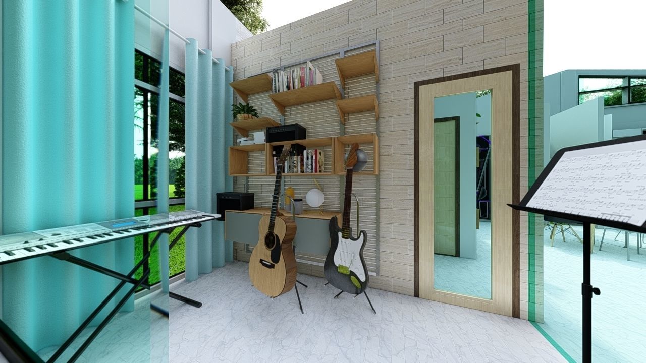 ONE STOREY RESIDENTIAL TWO BEDROOM VIEW DECK - INTERIOR LAYOUT 3D model_1