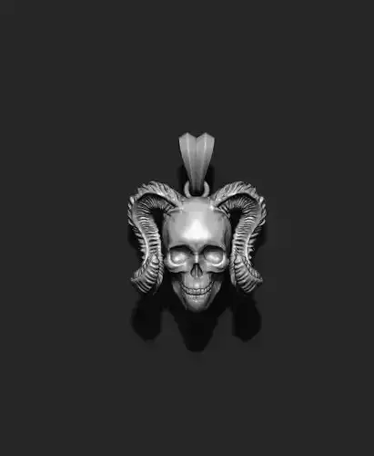 Skull with horns pendant