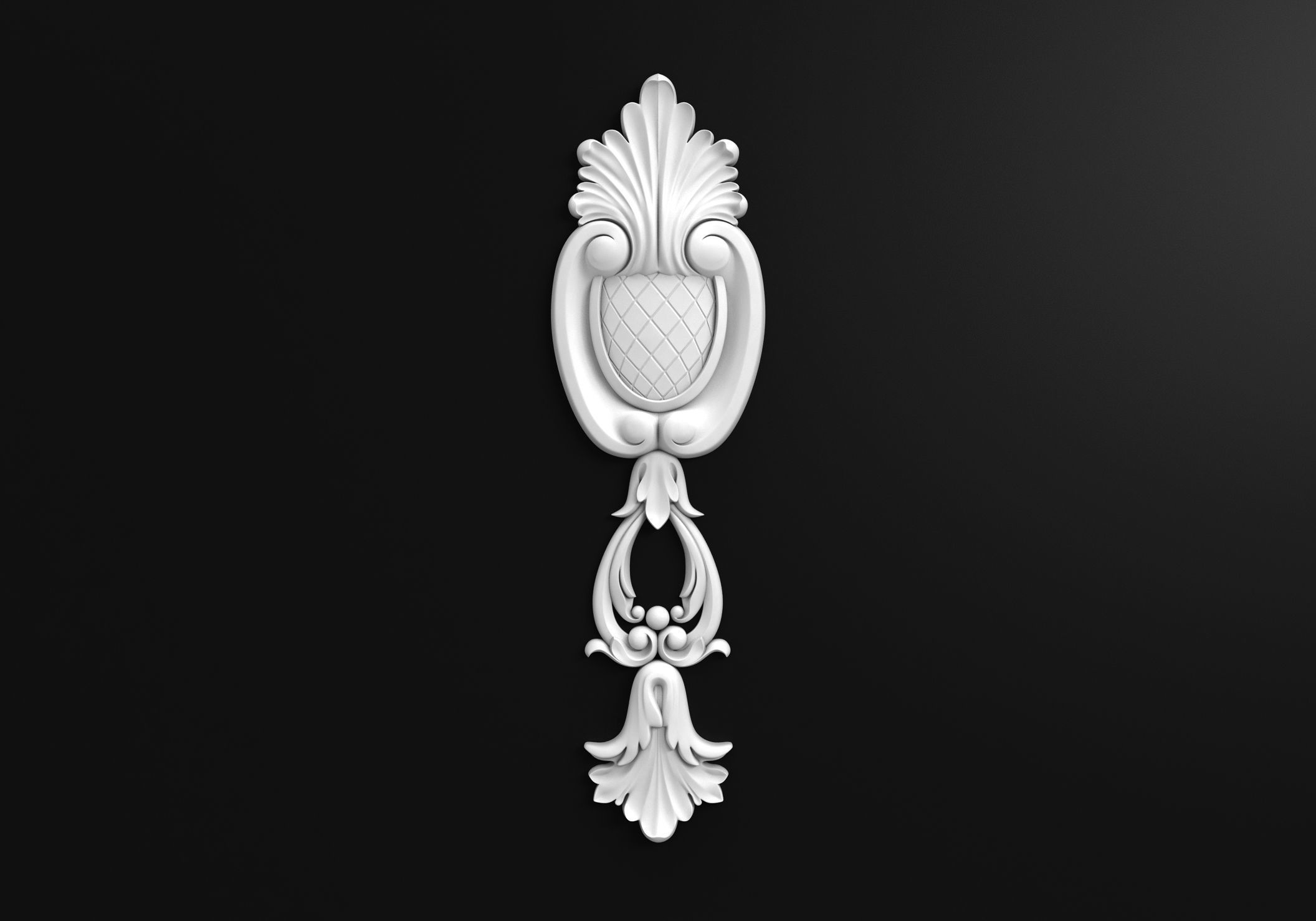 Carved decor vertical 3D model_3