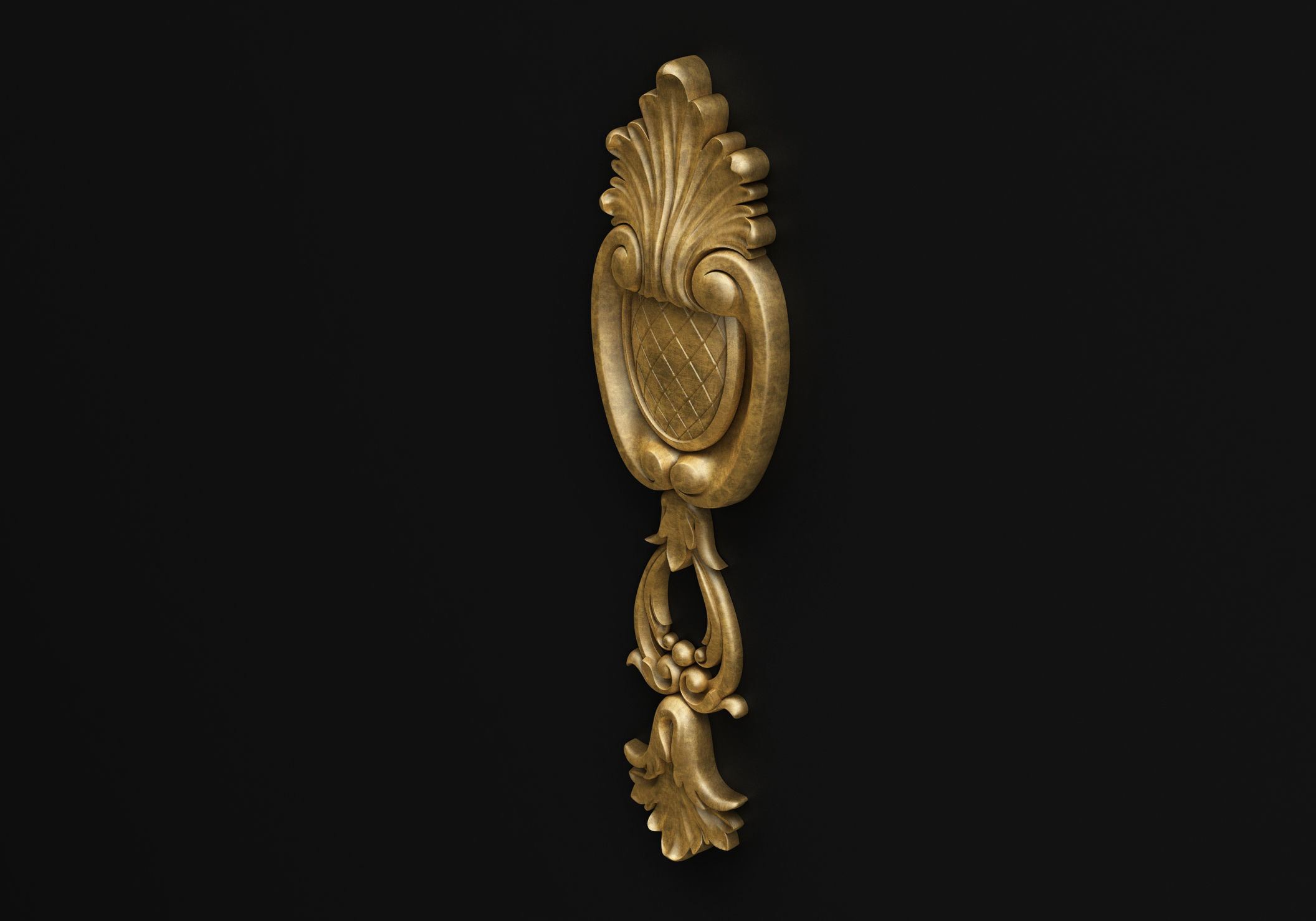 Carved decor vertical 3D model_2