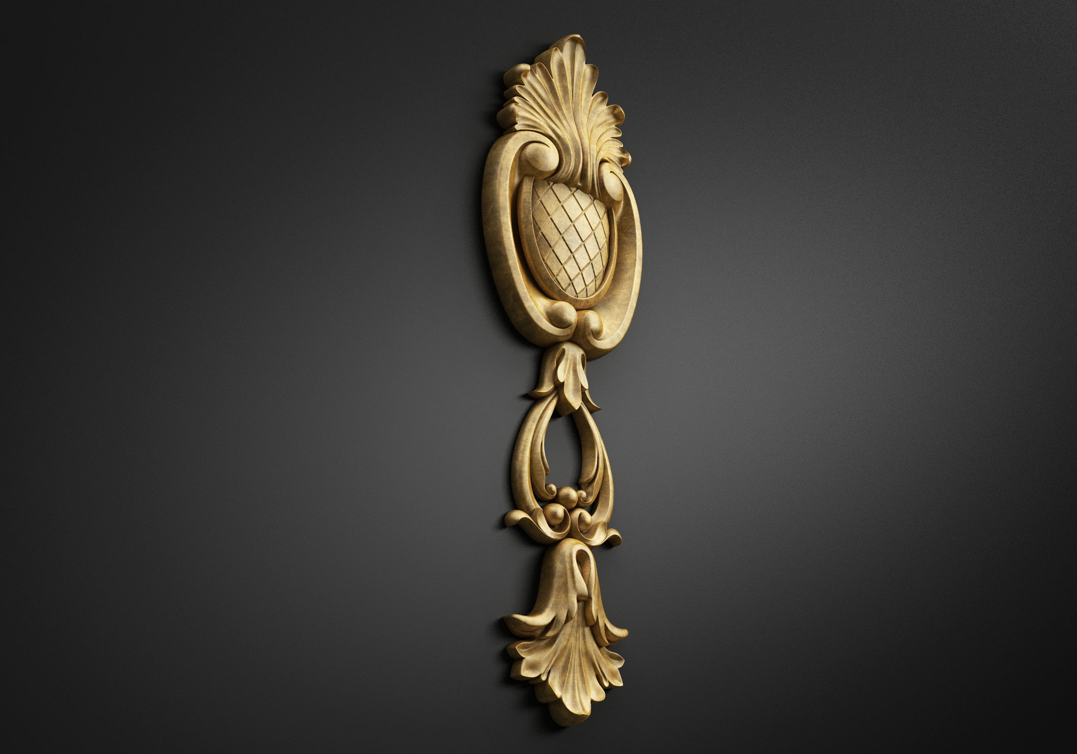 Carved decor vertical 3D model_1