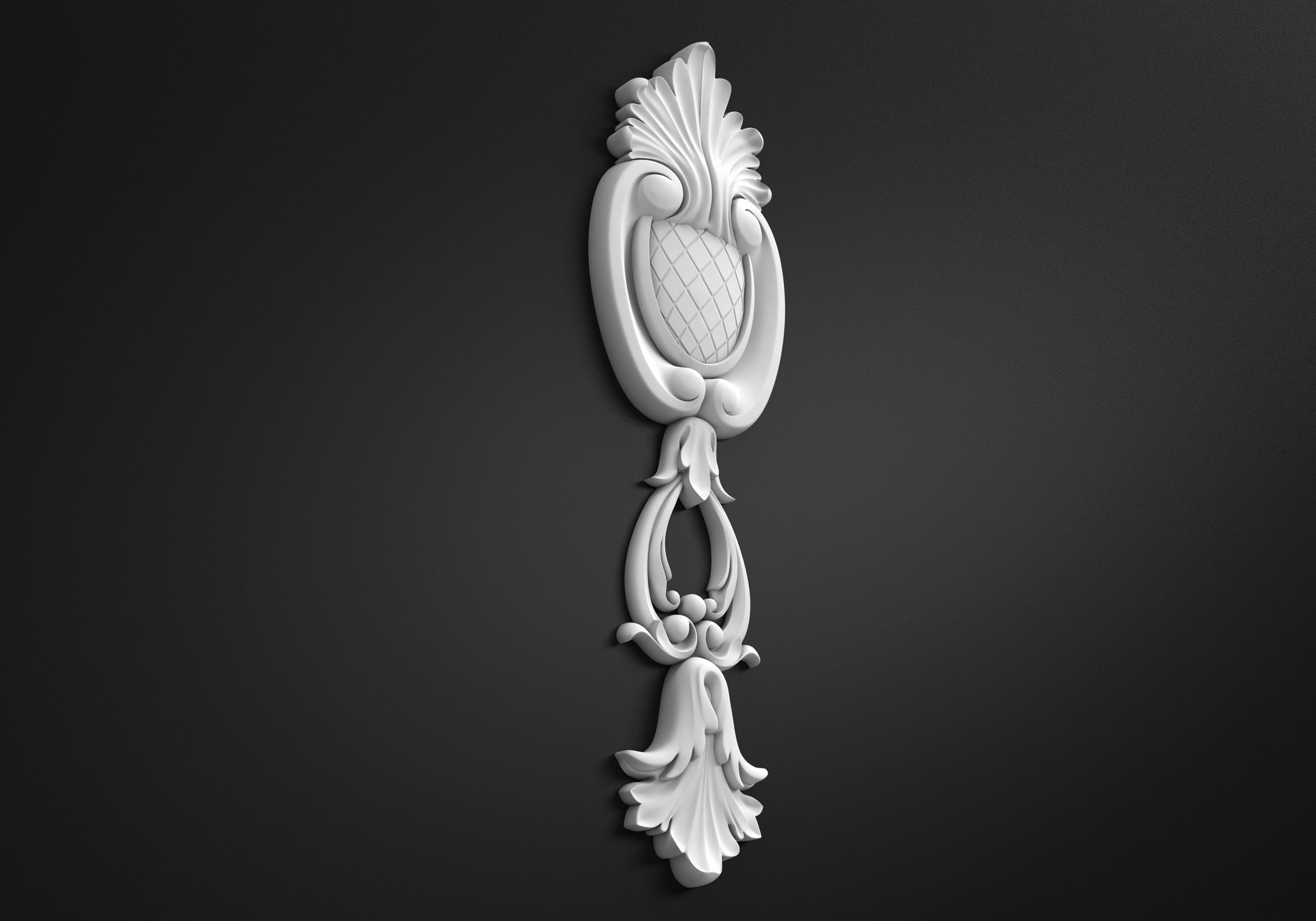 Carved decor vertical 3D model_4