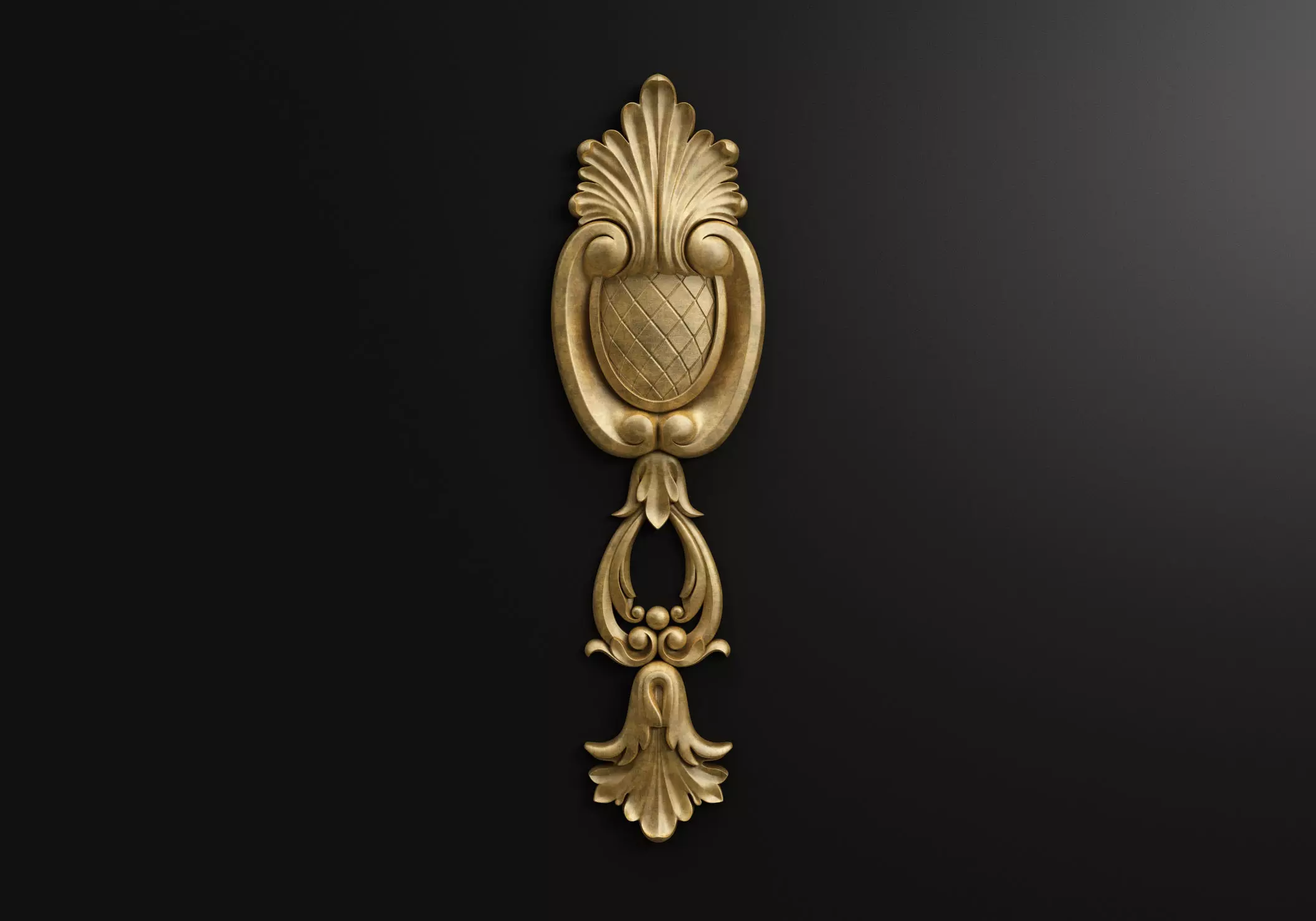 Carved decor vertical 3D model_0