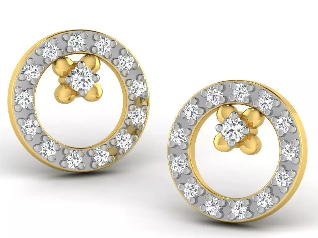Gold Diamond Women Earring 3D print Model 3D print model