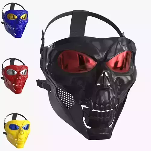 Skull Mask 4 colors Low-poly 3D model