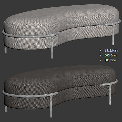 LLOYD Curve Bench by Longhi 3D model 7