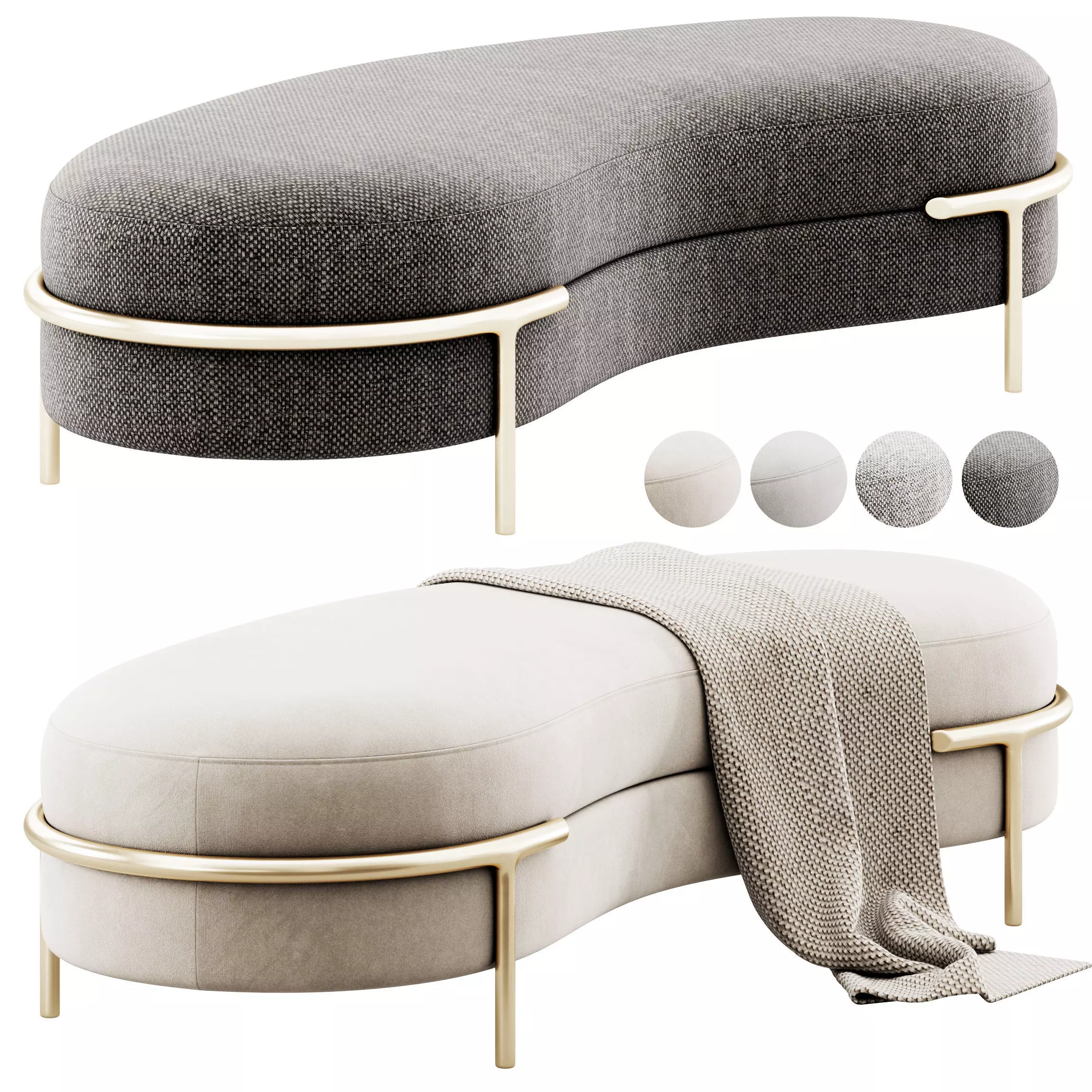 LLOYD Curve Bench by Longhi 3D model