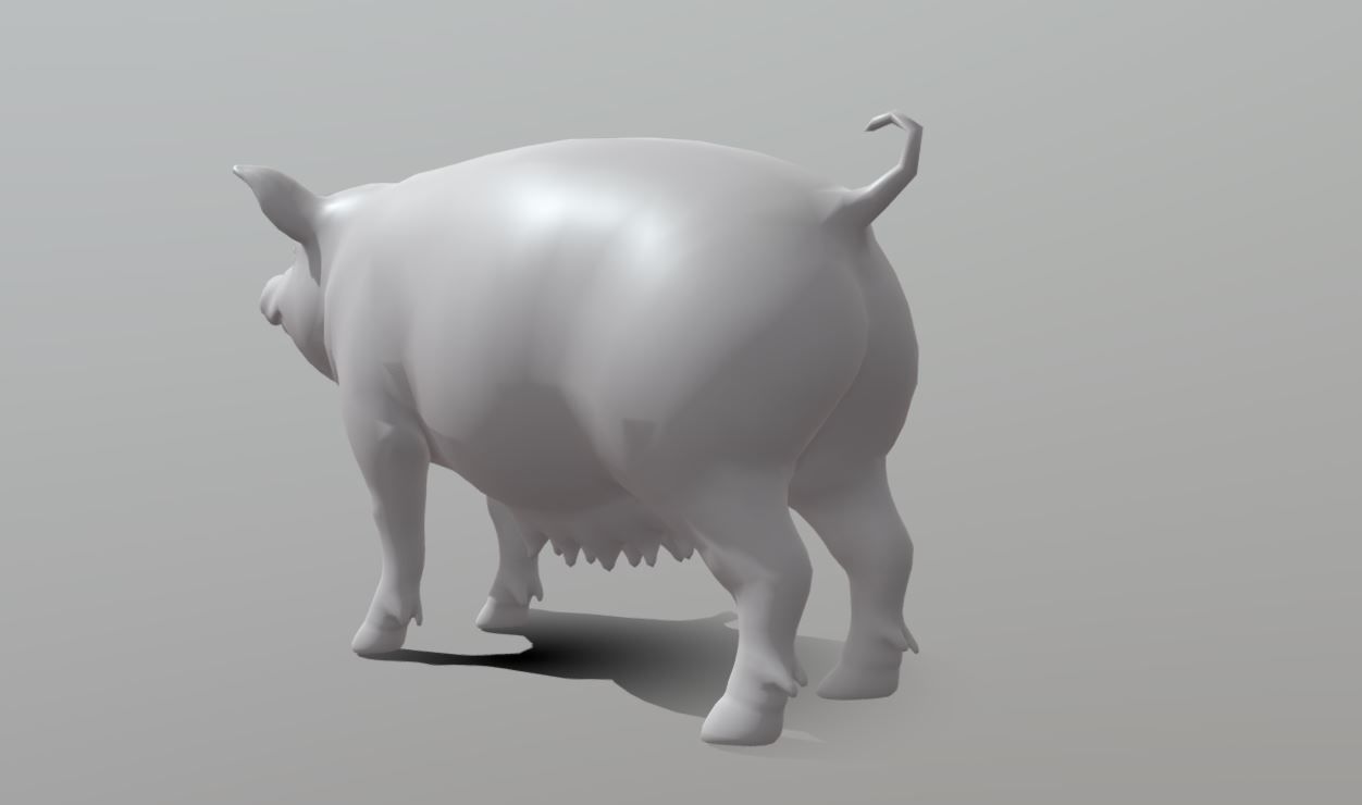 Pig Female  Low-poly 3D model_6