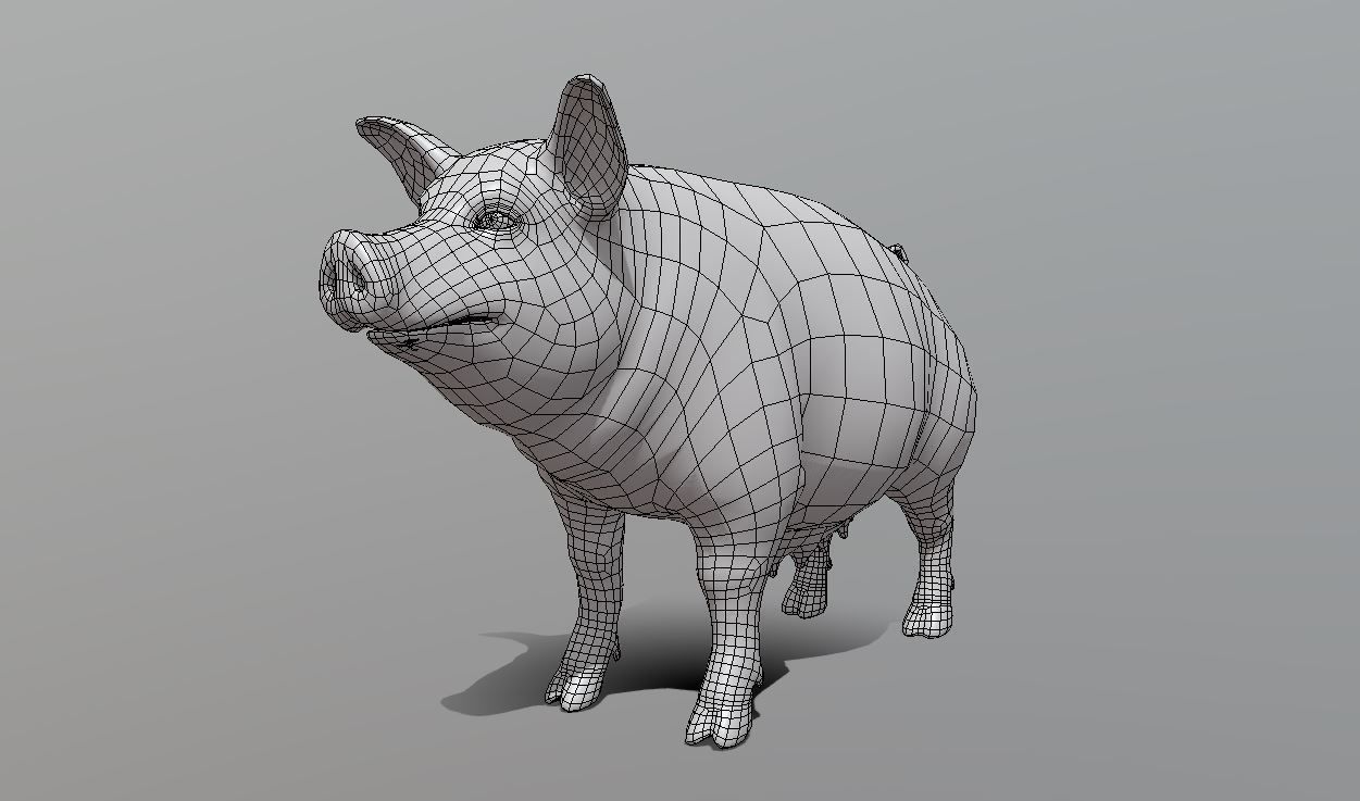 Pig Female  Low-poly 3D model_1