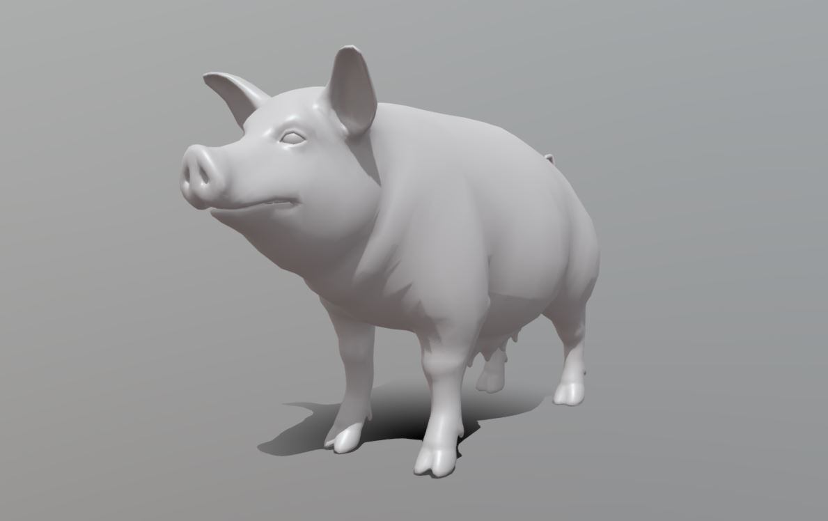 Pig Female  Low-poly 3D model_2