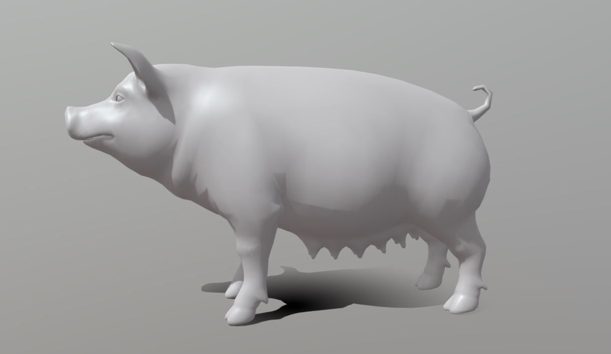 Pig Female  Low-poly 3D model_4