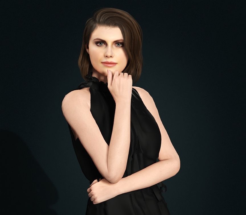 Alexandra Daddario Rigged Animated 2500 Free Animation Tutorial Low-poly 3D model_9