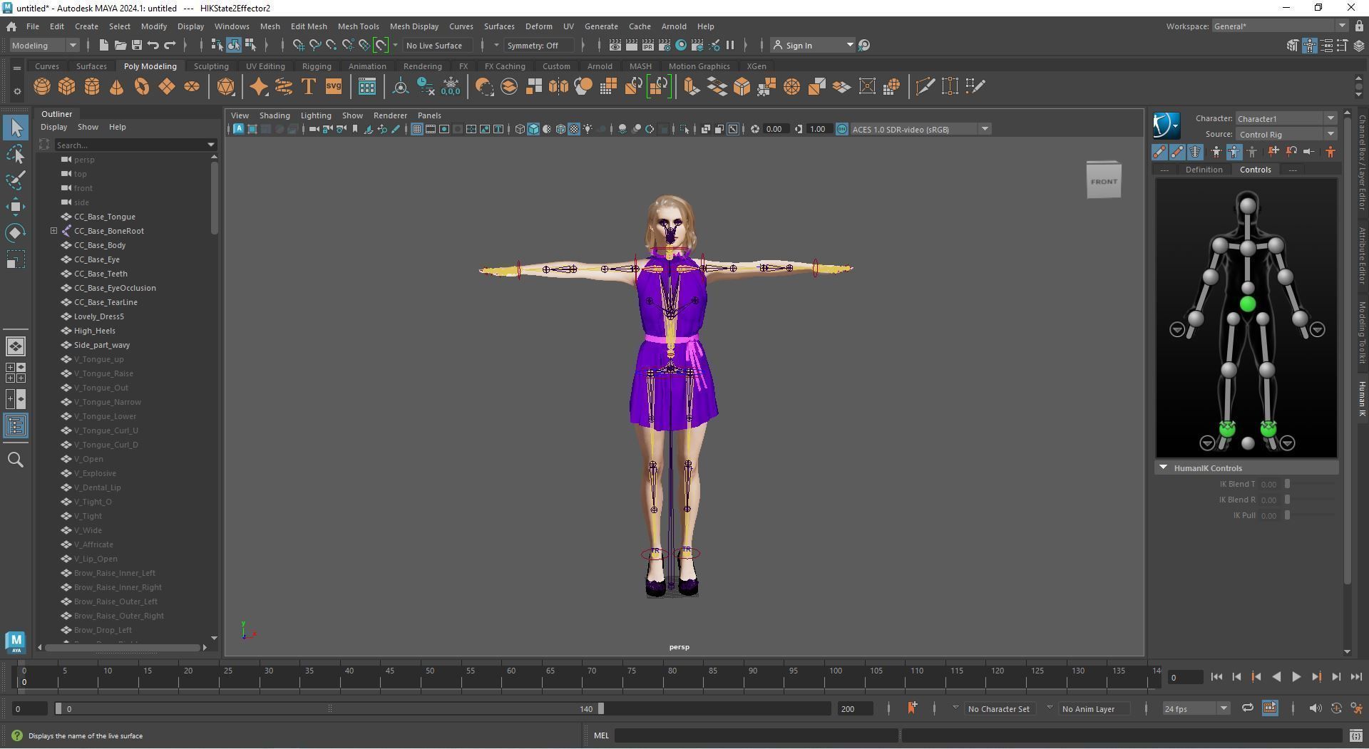 Alexandra Daddario Rigged Animated 2500 Free Animation Tutorial Low-poly 3D model_16