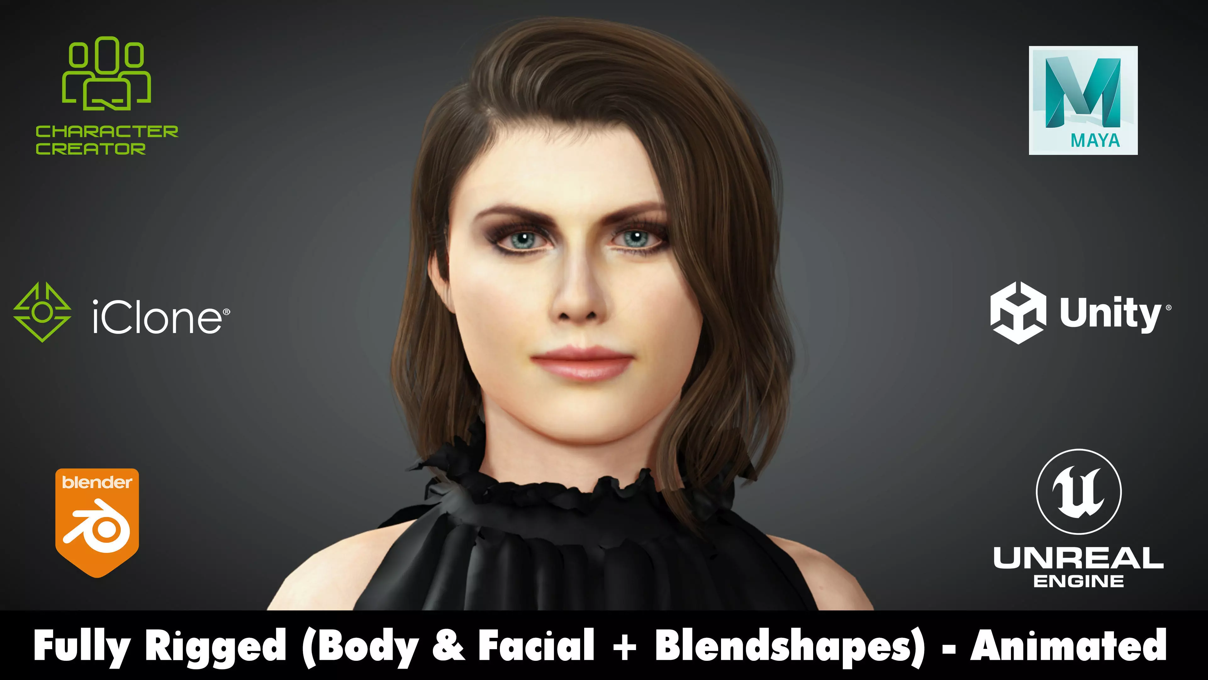 Alexandra Daddario Rigged Animated 2500 Free Animation Tutorial Low-poly 3D model_0