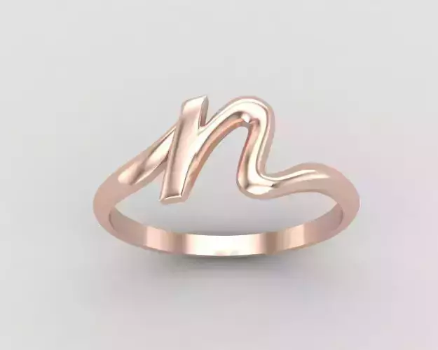 alphabet minimal N ring 83-MW 3D print model