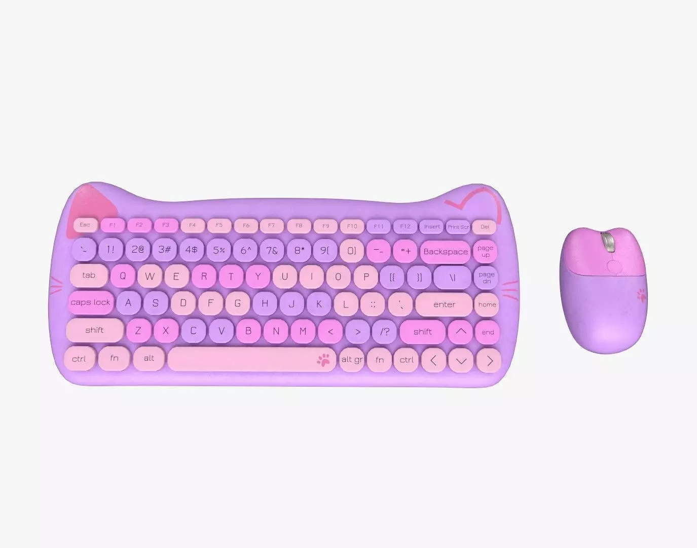 Wireless Keyboard Mouse Set Purple Tones Version 3D model_0