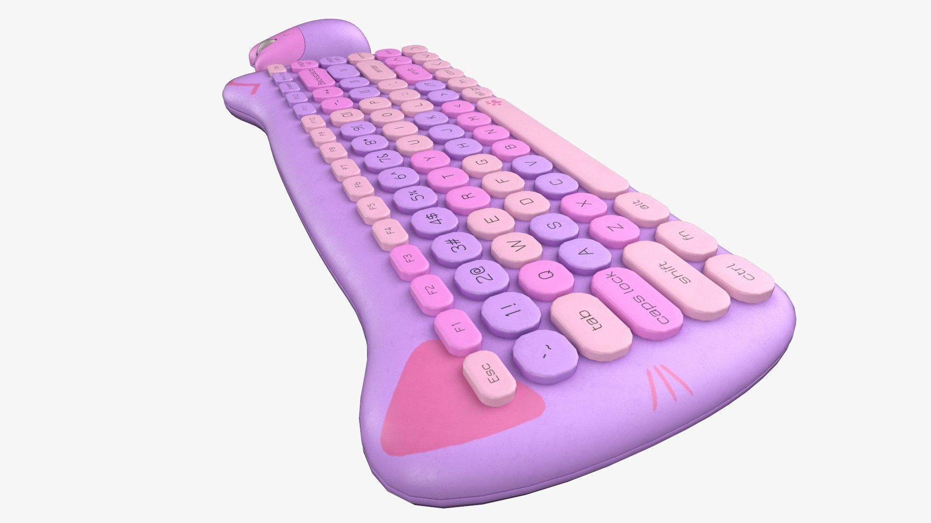 Wireless Keyboard Mouse Set Purple Tones Version 3D model_4