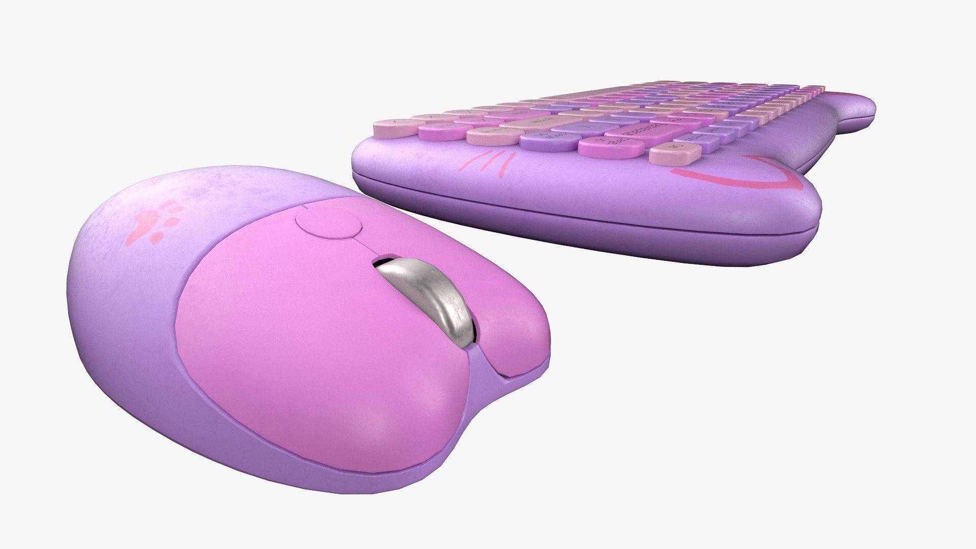 Wireless Keyboard Mouse Set Purple Tones Version 3D model_3