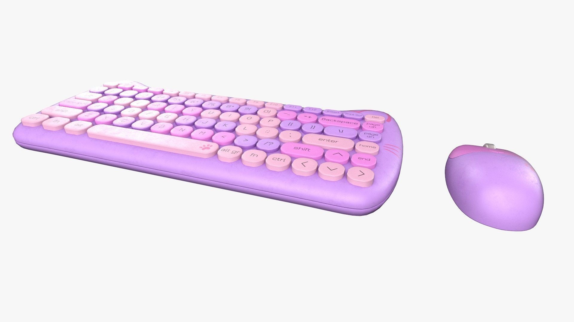 Wireless Keyboard Mouse Set Purple Tones Version 3D model_2