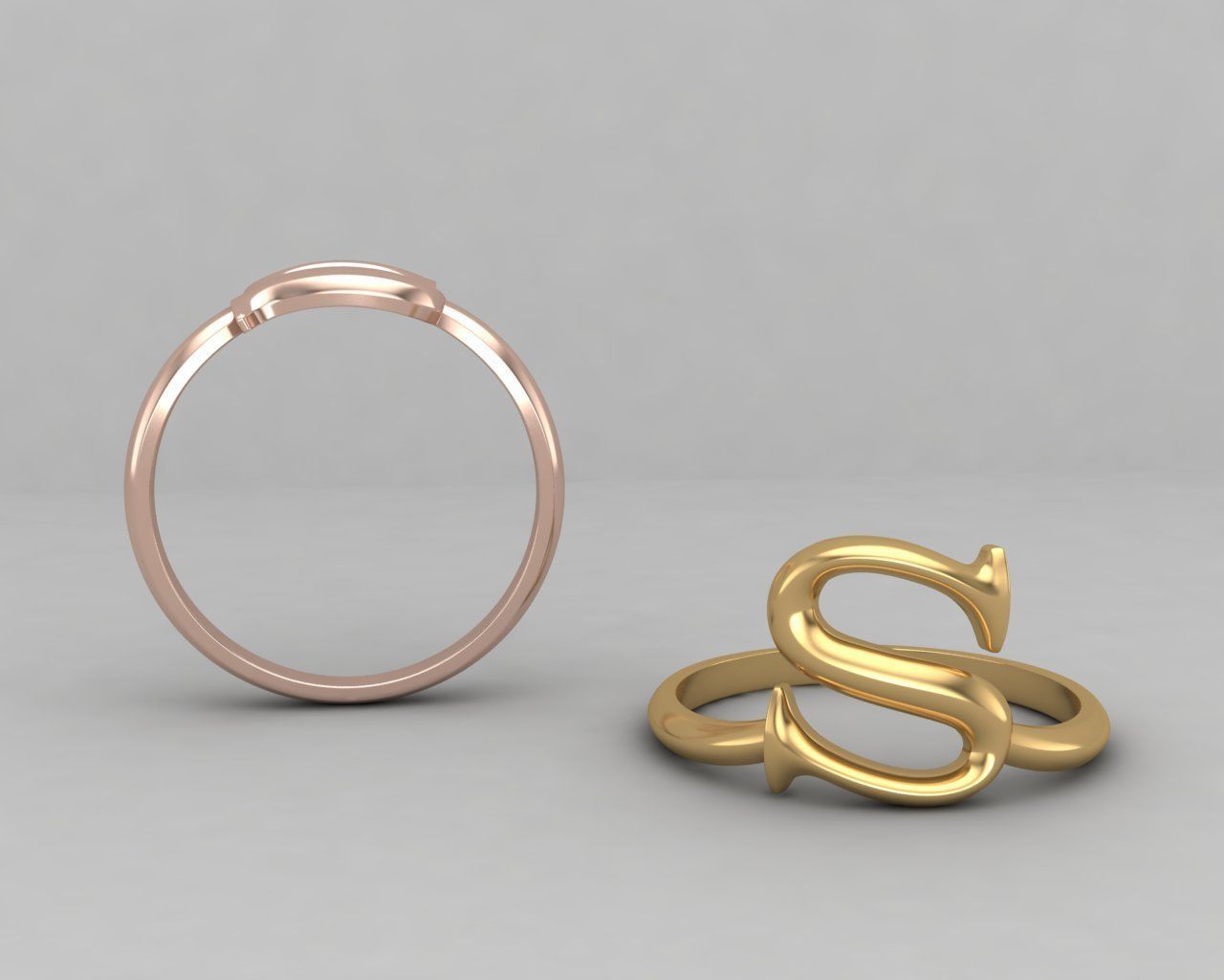 alphabet minimal S ring 85-MW 3D print model_1