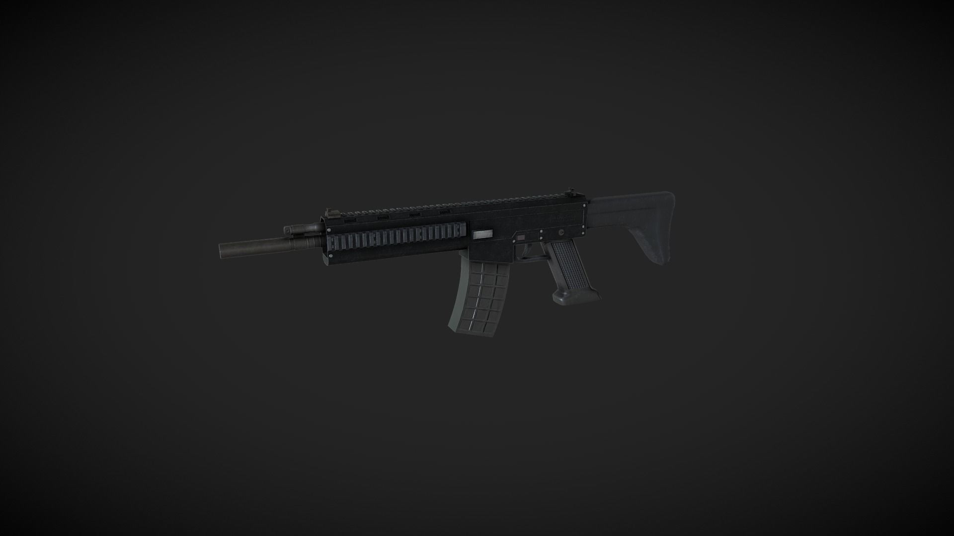 Rifle Low-poly 3D model_1