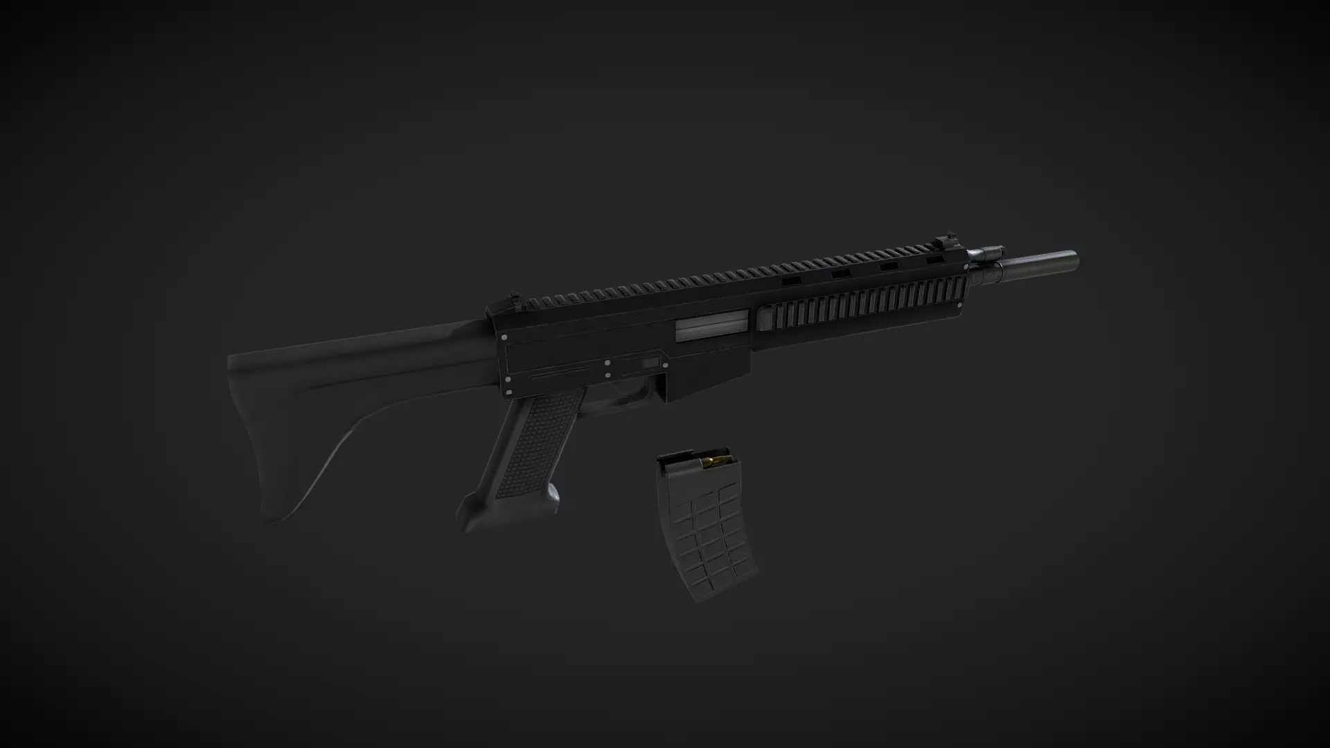 Rifle Low-poly 3D model_0
