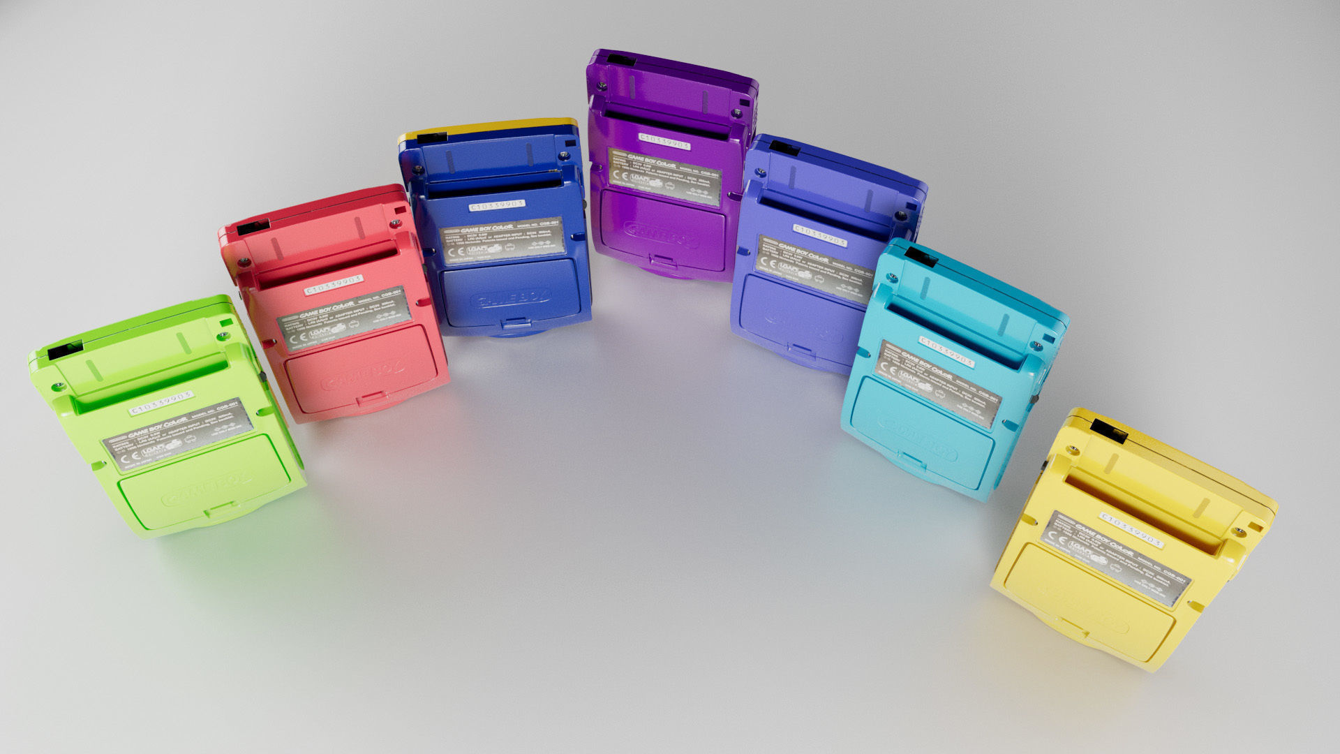 Nintendo Gameboy 6 colors and one collector 3D model_6