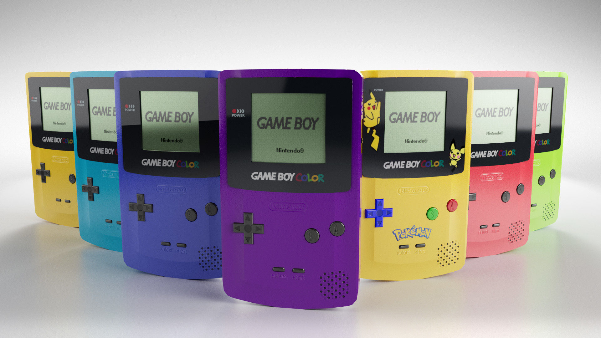 Nintendo Gameboy 6 colors and one collector 3D model_1