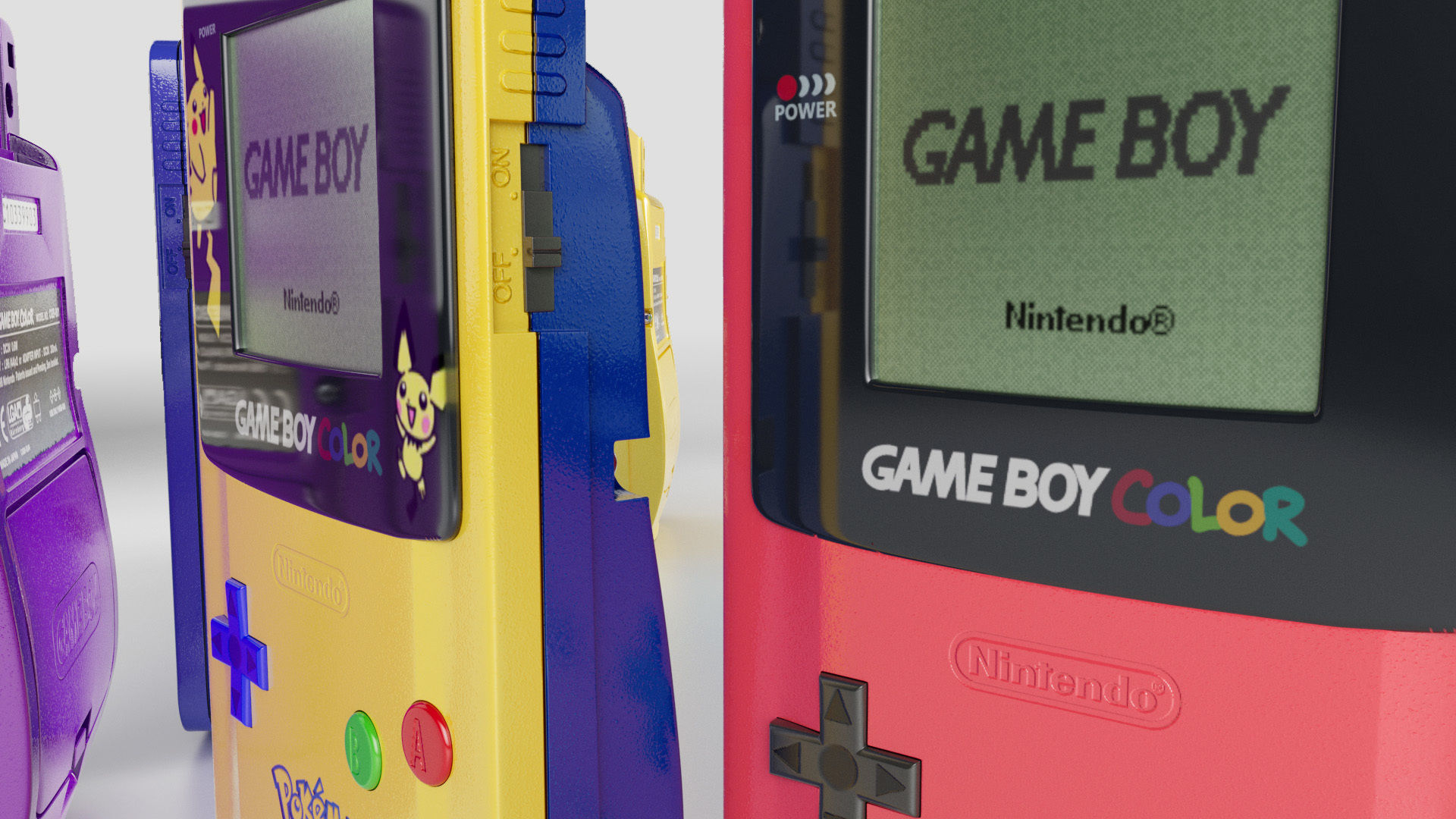 Nintendo Gameboy 6 colors and one collector 3D model_4