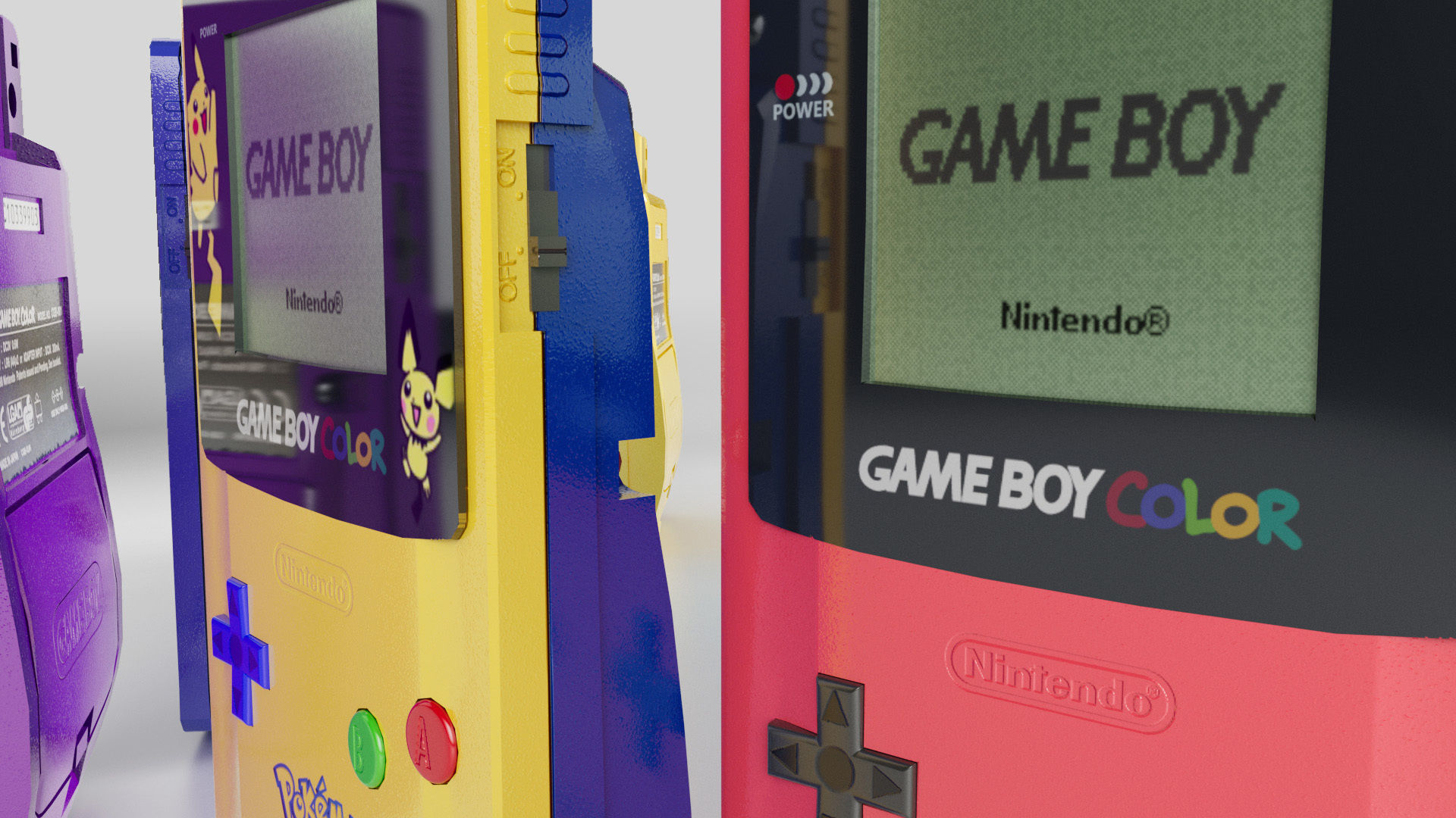 Nintendo Gameboy 6 colors and one collector 3D model_5
