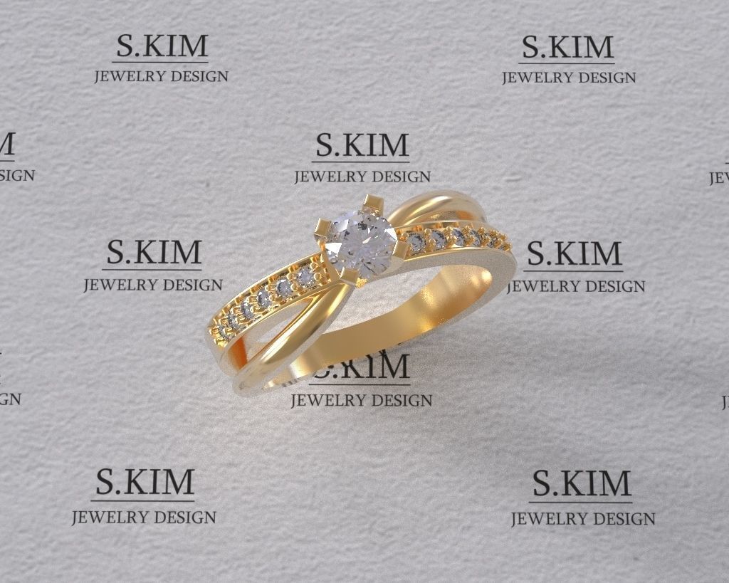 Engagement ring 3D print model_1