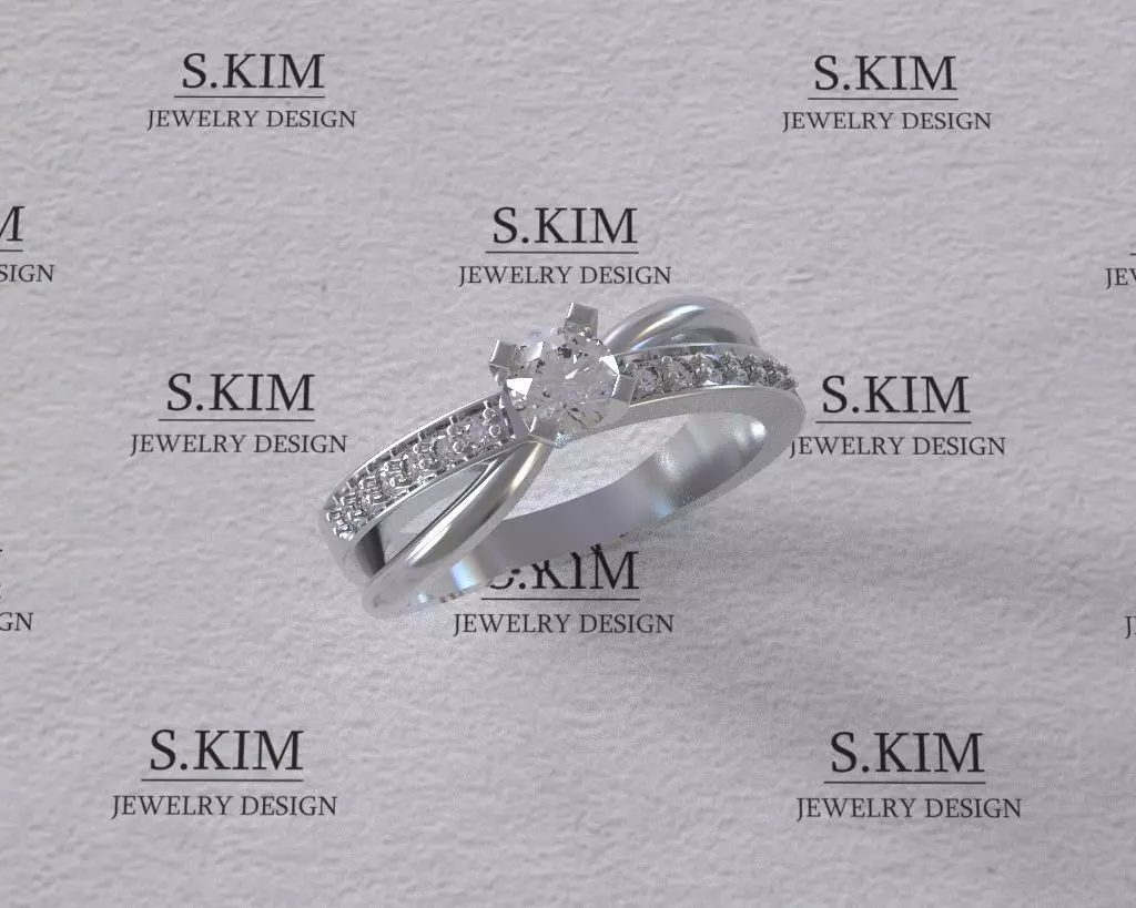Engagement ring 3D print model_0