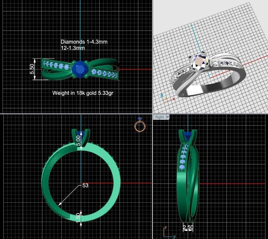 Engagement ring 3D print model_2