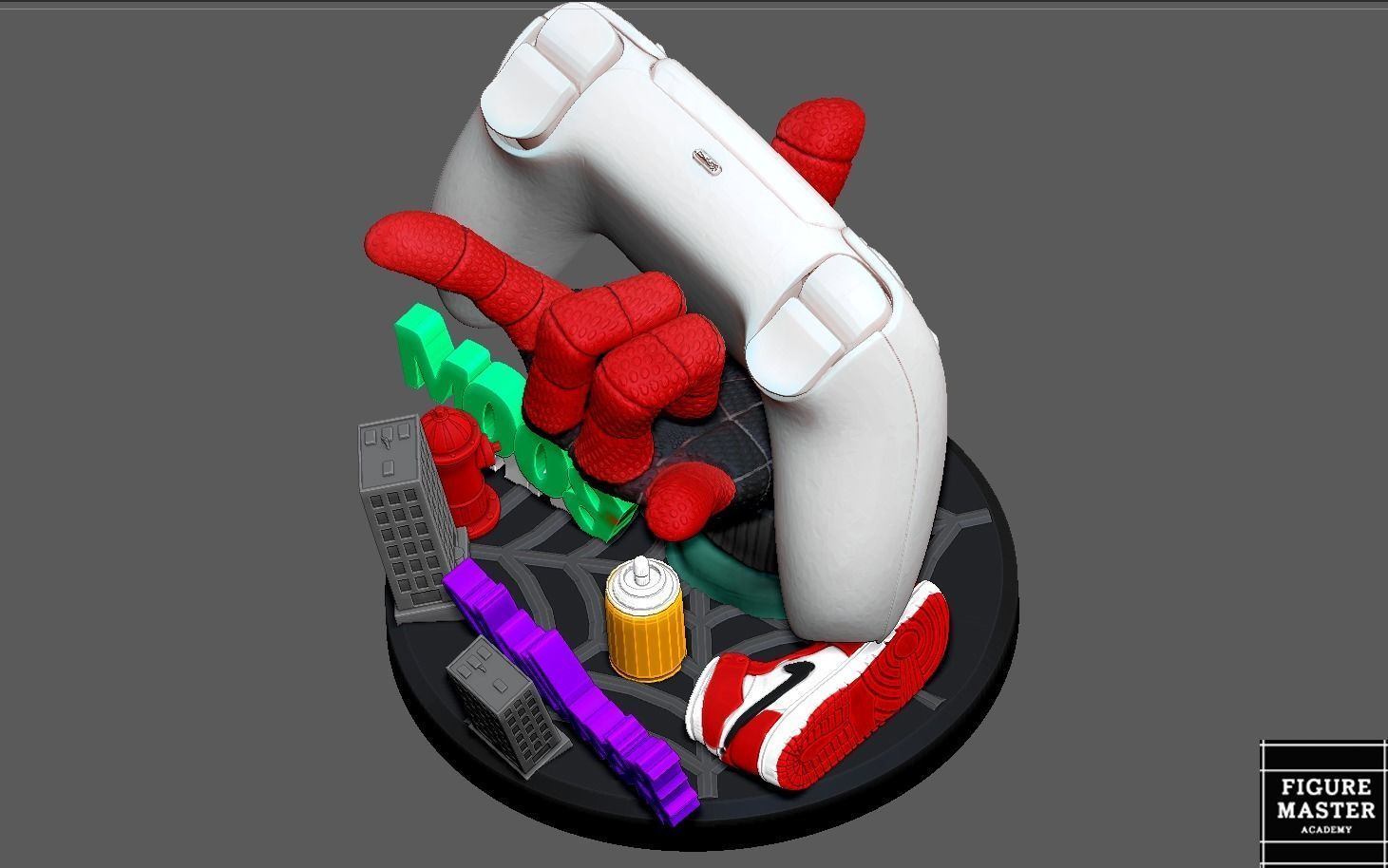 SPIDERMAN MILES MORALES PS CONTROLLER HOLDER 3D print model_2