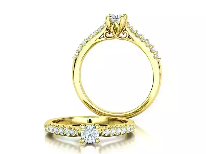 Paris Solitaire Engagement Ring with 4mm main stone 3D print model