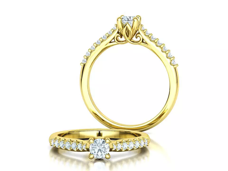Paris Solitaire Engagement Ring with 4mm main stone 3D print model_0