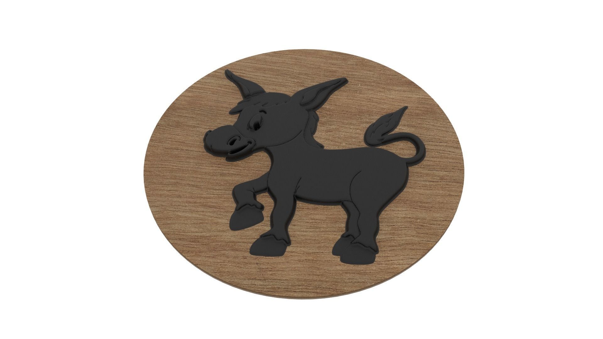 Donkey Medallion 3D print model_3