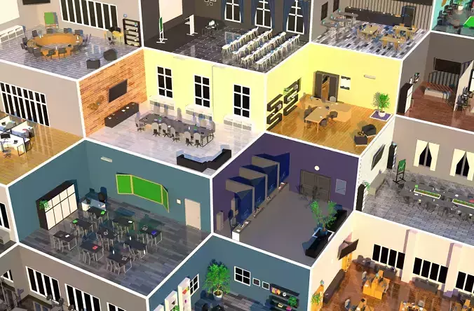 Office rooms Interior Rooms with furniture