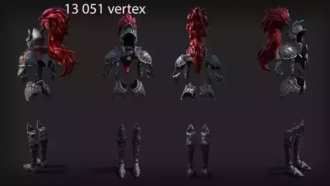 Fantasy Game Armor set knight  low poly 4K textures