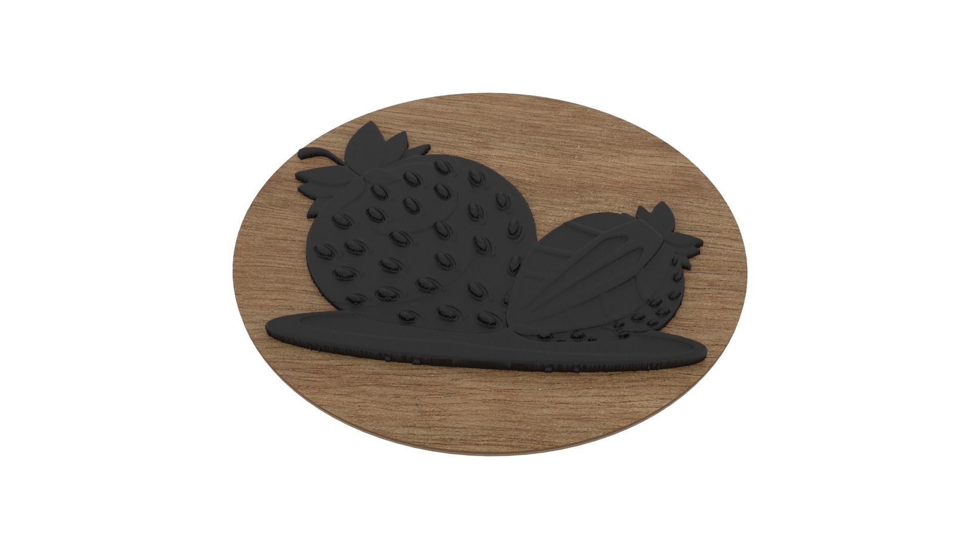 Strawberry Medallion 3D print model_3