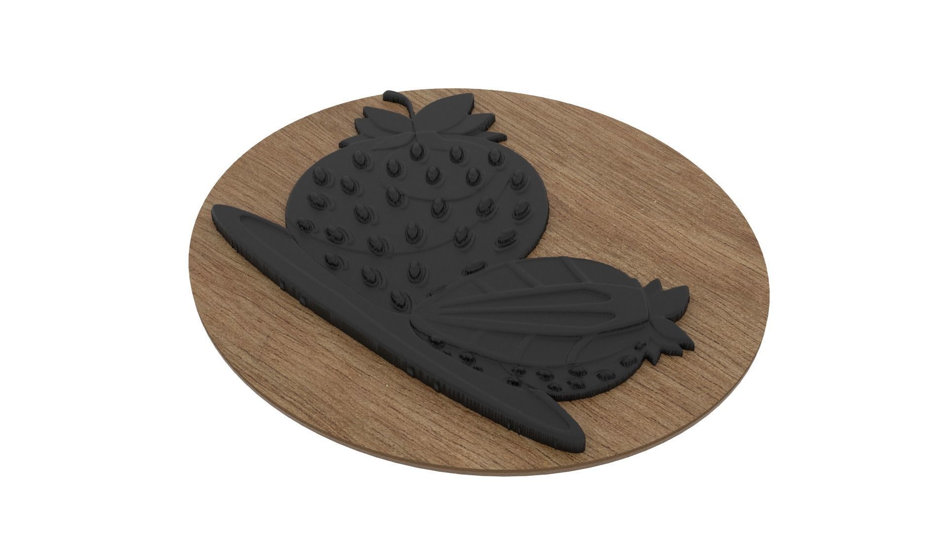 Strawberry Medallion 3D print model_2