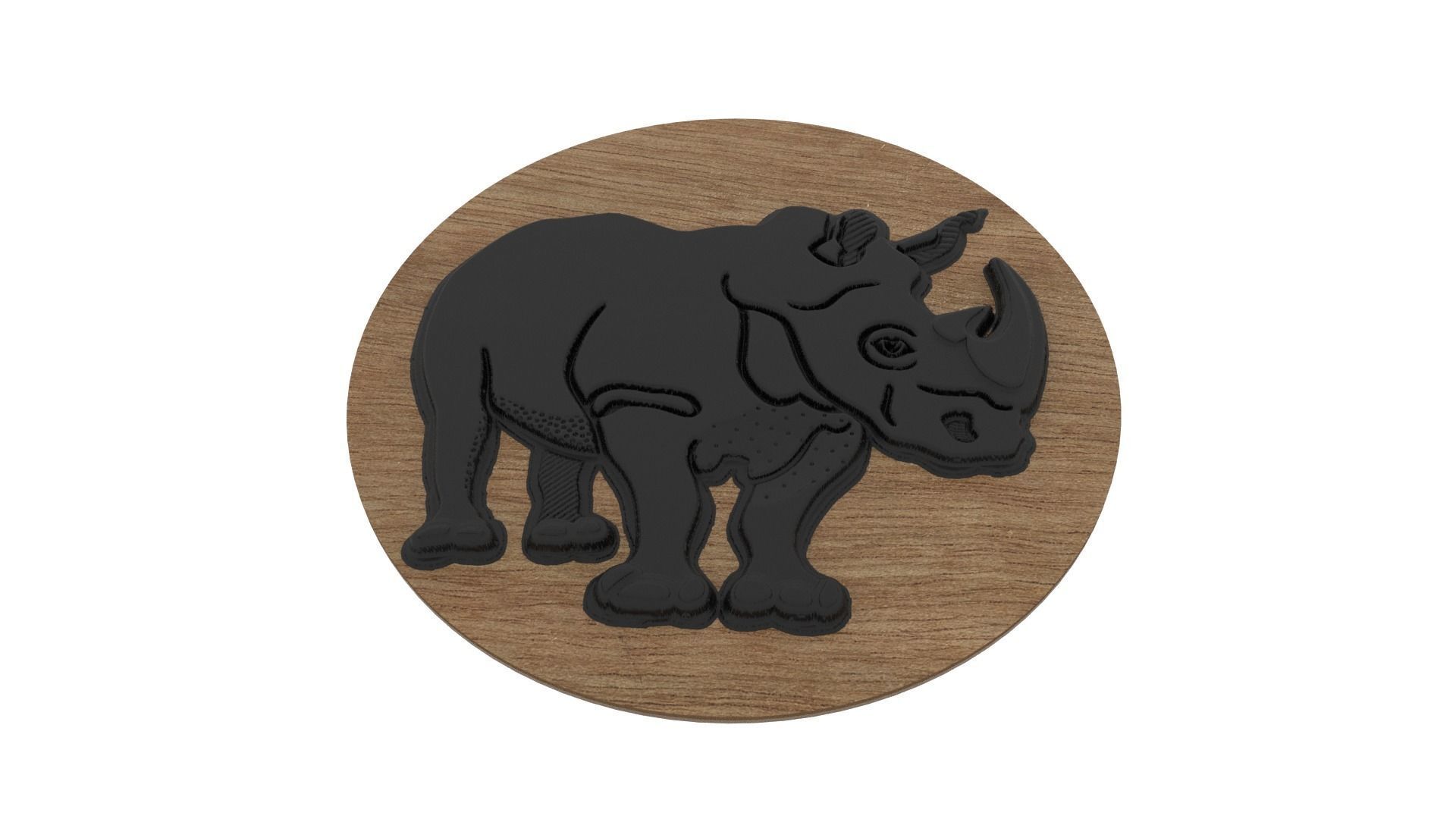 Rhino Medallion 3D print model_3