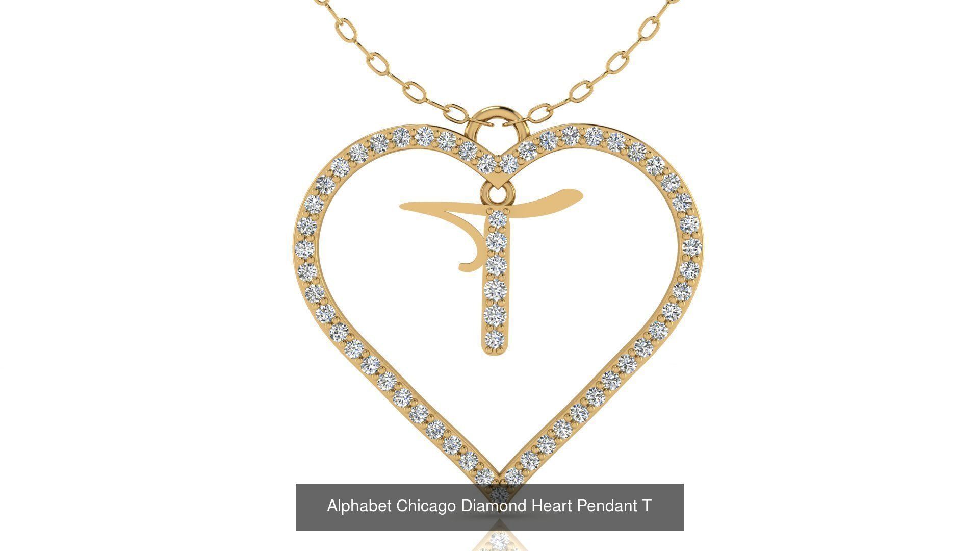 Alphabet Chicago Diamond Heart Pendant Collection of 26 models _23