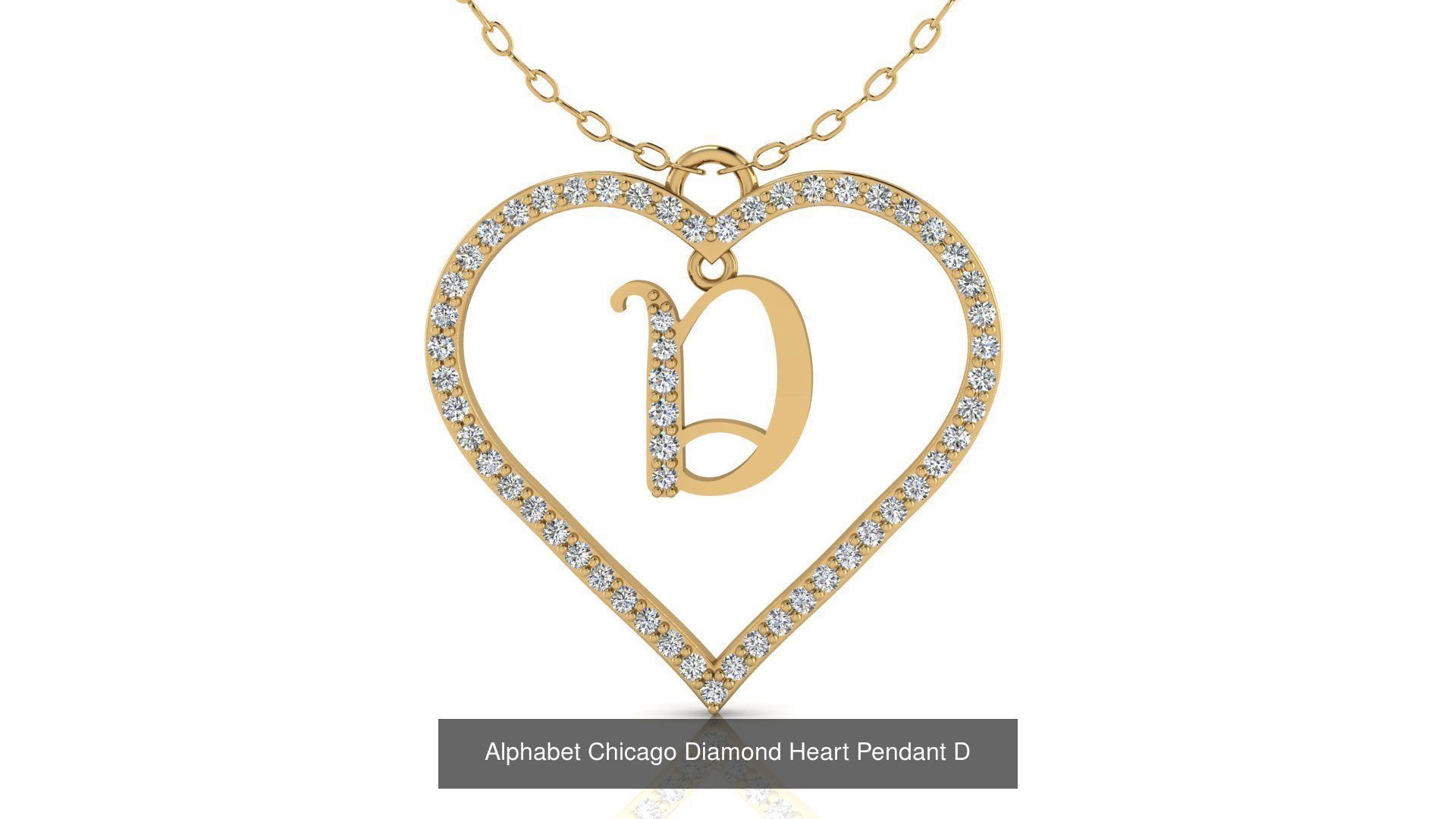 Alphabet Chicago Diamond Heart Pendant Collection of 26 models _7