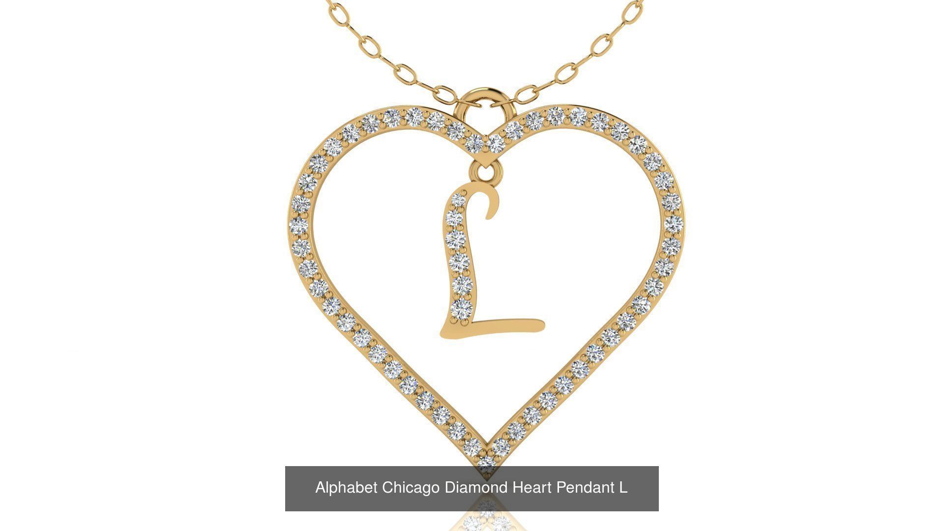 Alphabet Chicago Diamond Heart Pendant Collection of 26 models _15